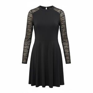 BCBGeneration Black Dress with Lace Sleeves